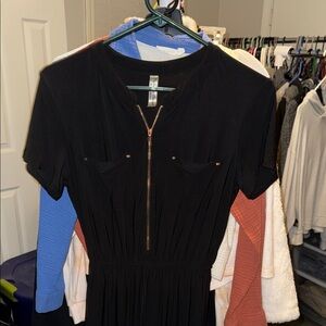 PerSeption Concept Black Jumpsuit with Gold Zipper